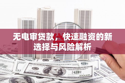大溪无电审贷款，快速融资的新选择与风险解析