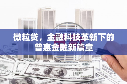 甘谷微粒贷，金融科技革新下的普惠金融新篇章